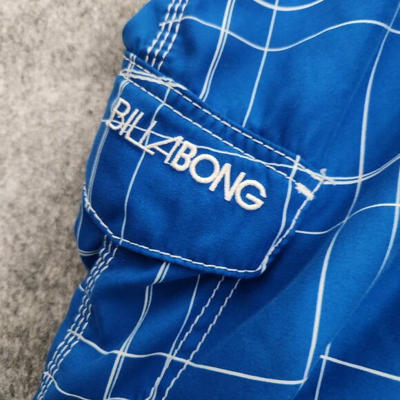 Billabong Board Shorts Mens 32 Waist Blue Plaid Surf Swim Trunks - Picture 6 of 7